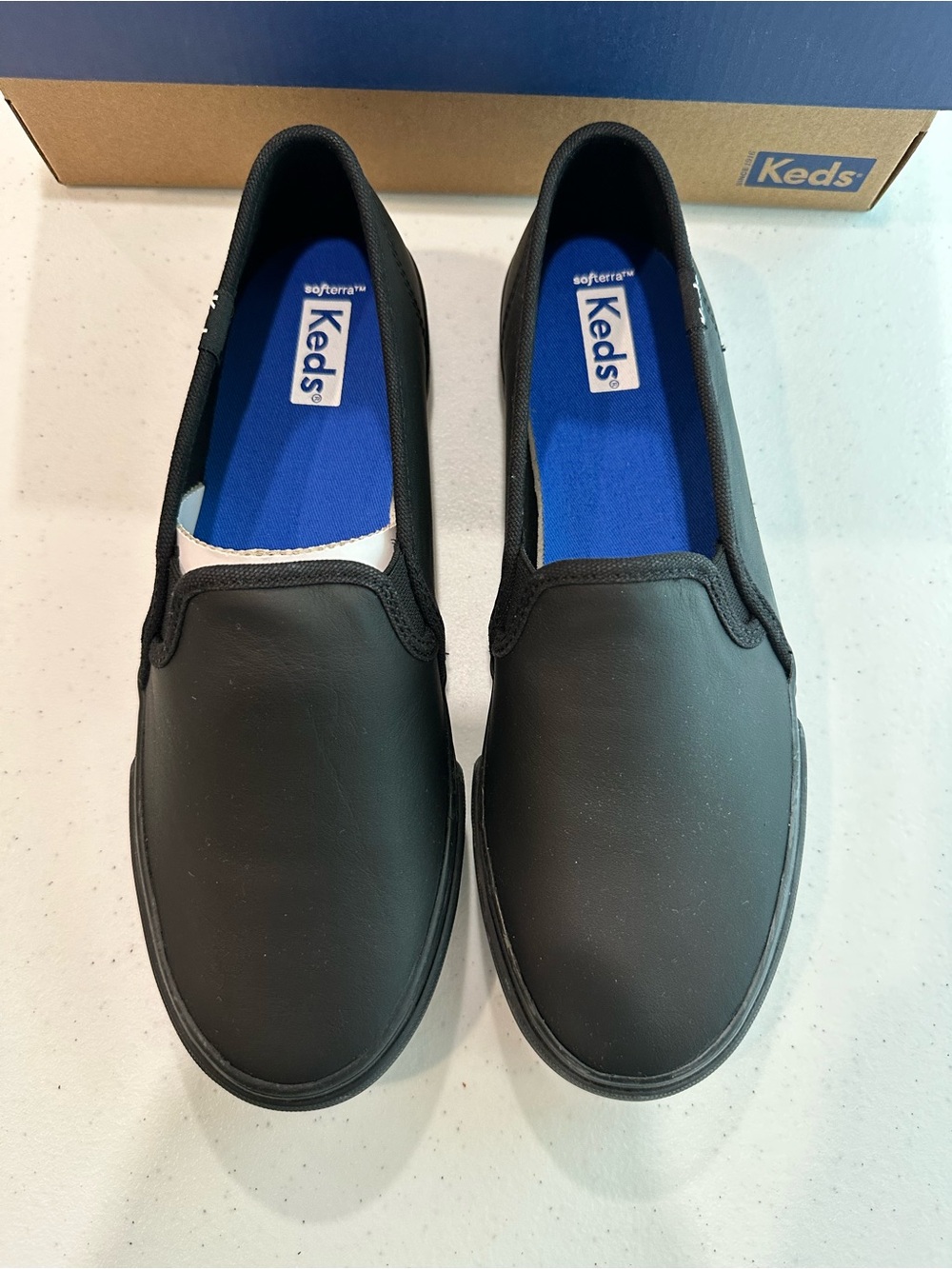Keds Women’s Slip-On Sneakers - Black with Blue Insole